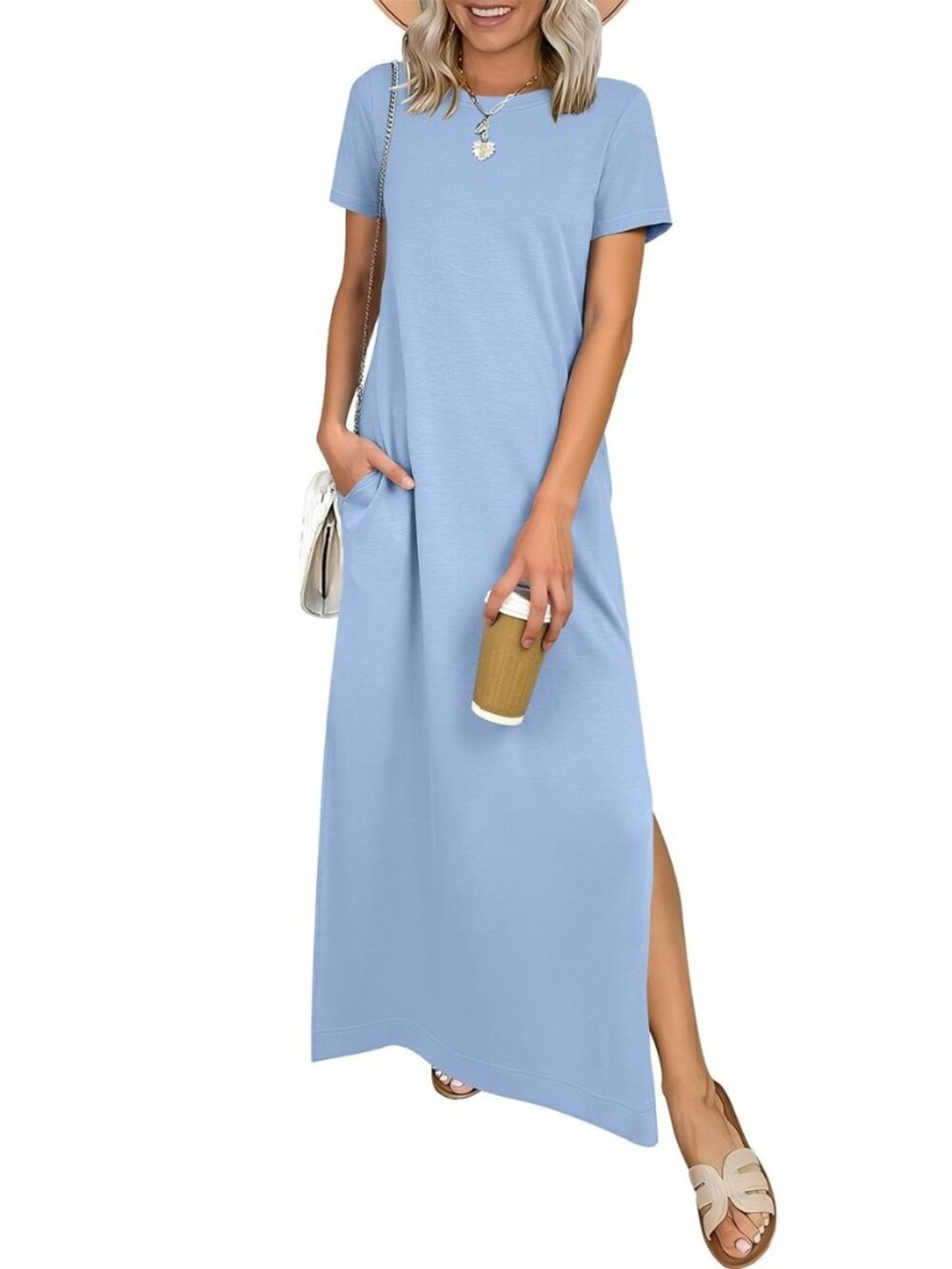 Womens Summer Maxi Dresses Wrinkle Free with Pockets